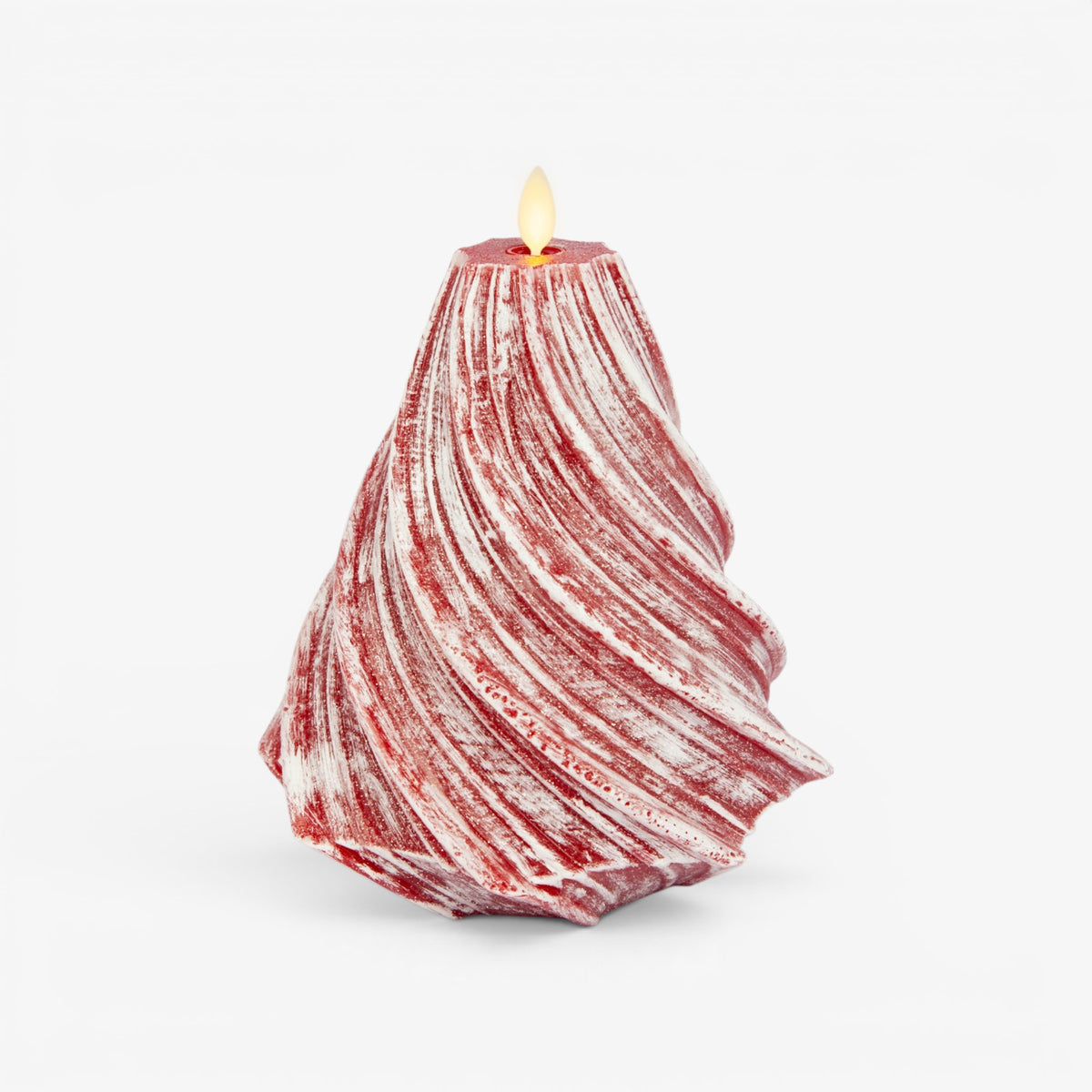 Holiday Red Glitter Swirl Flameless Candle Tree