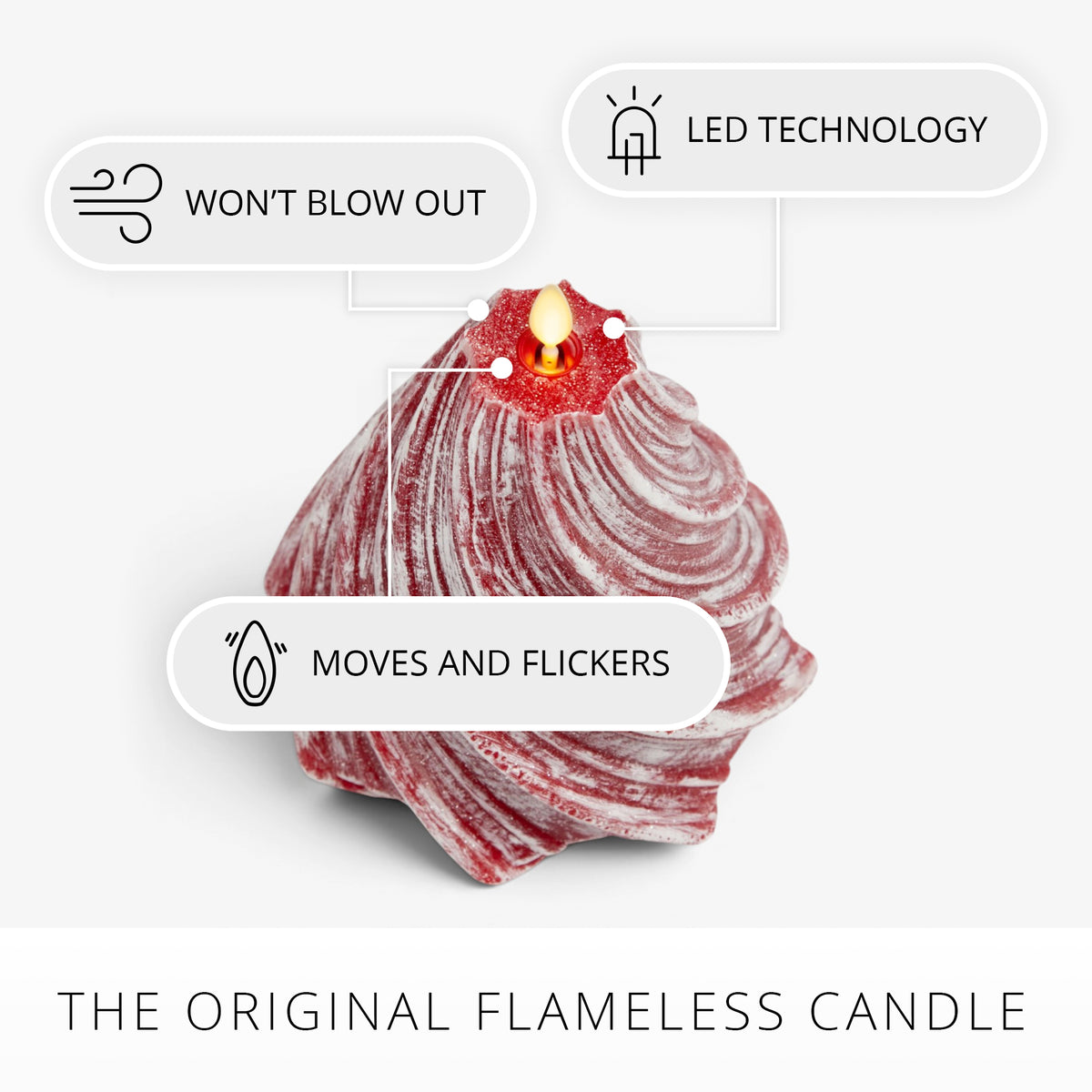 Holiday Red Glitter Swirl Flameless Candle Tree