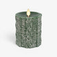 Holiday Green Sweater Knit Flameless Candle Pillar