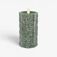 Holiday Green Sweater Knit Flameless Candle Pillar