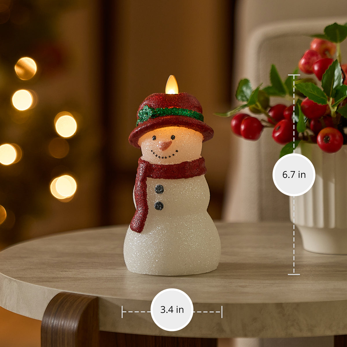 White Glitter Snowmom Flameless Candle