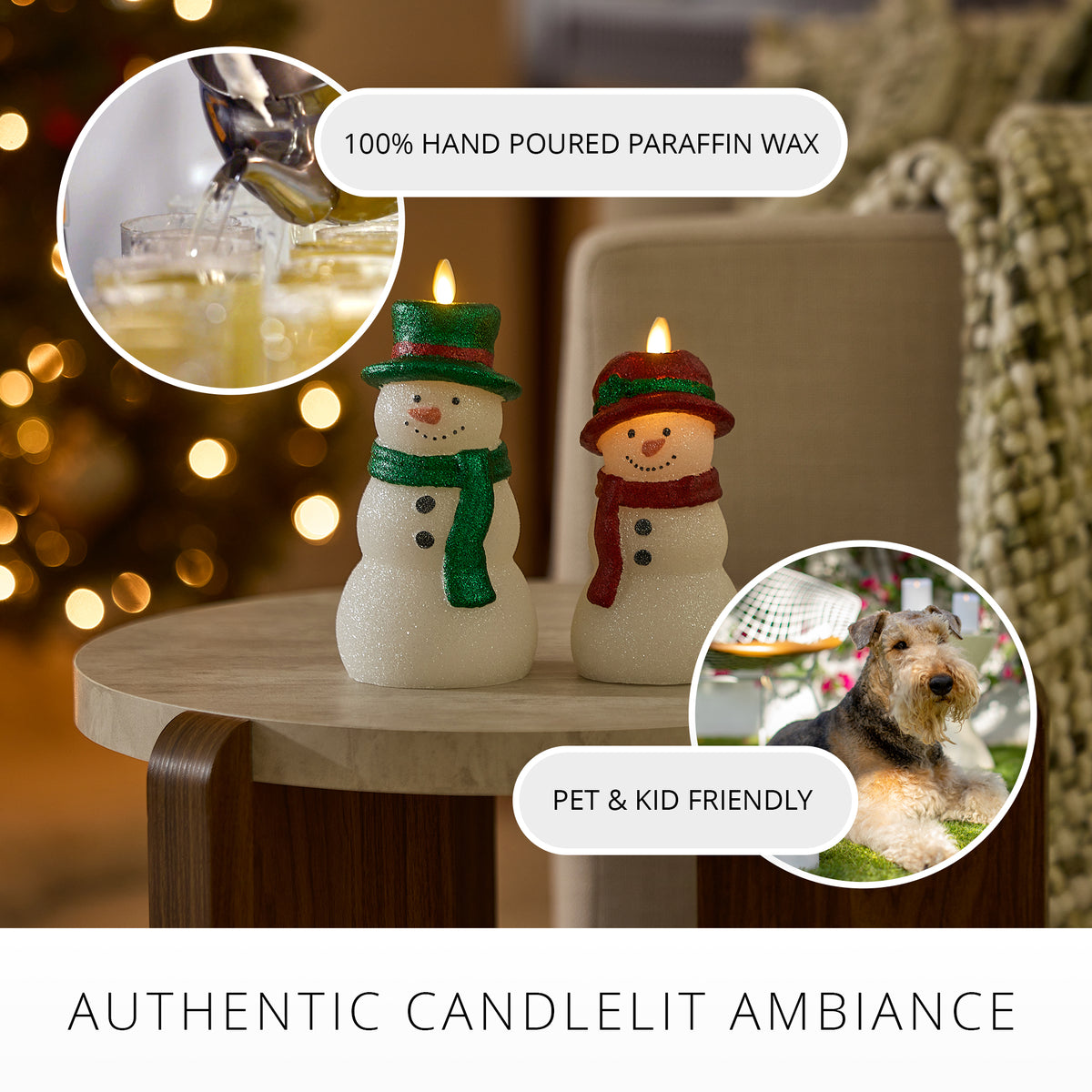 White Glitter Snowmom Flameless Candle