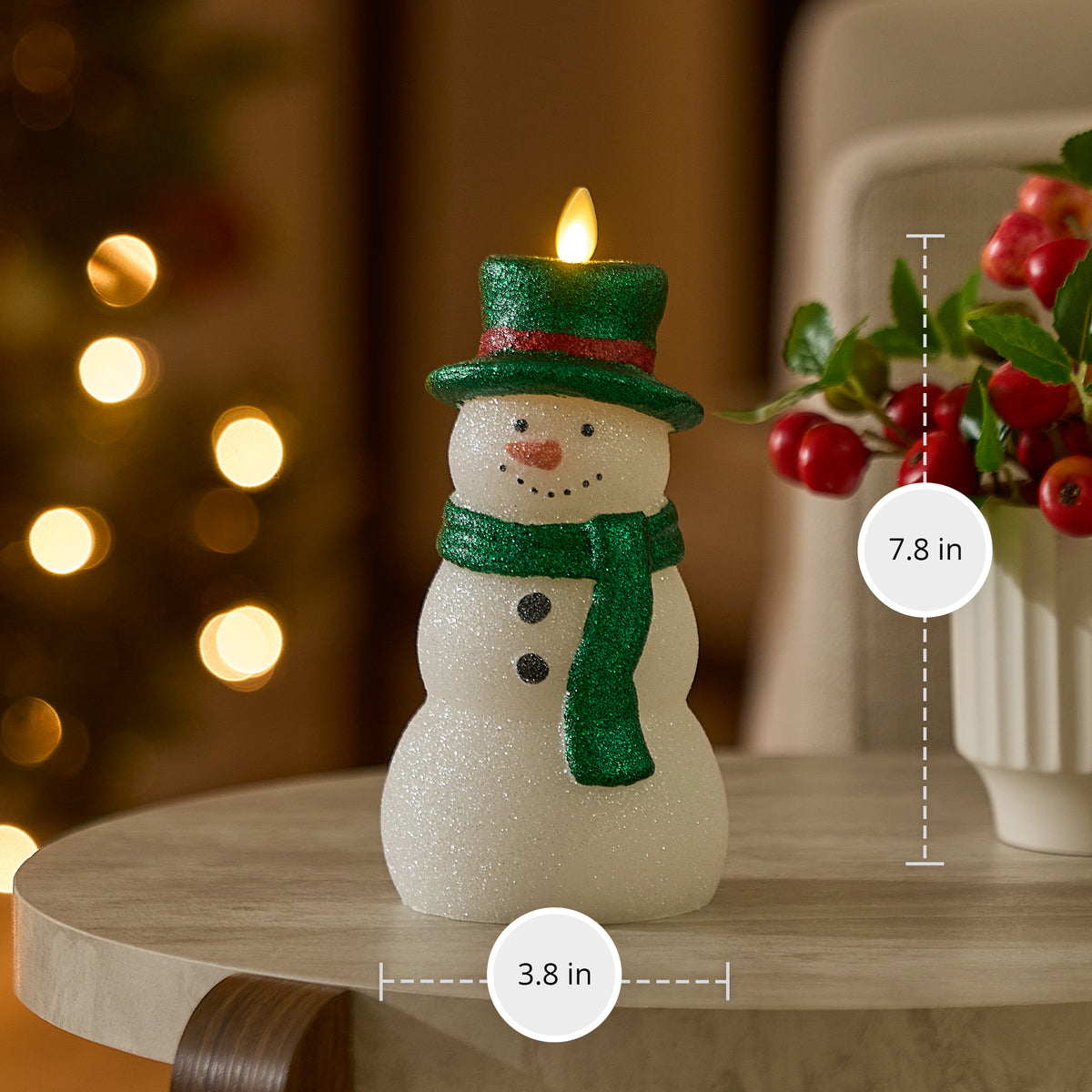 White Glitter Snowdad Flameless Candle
