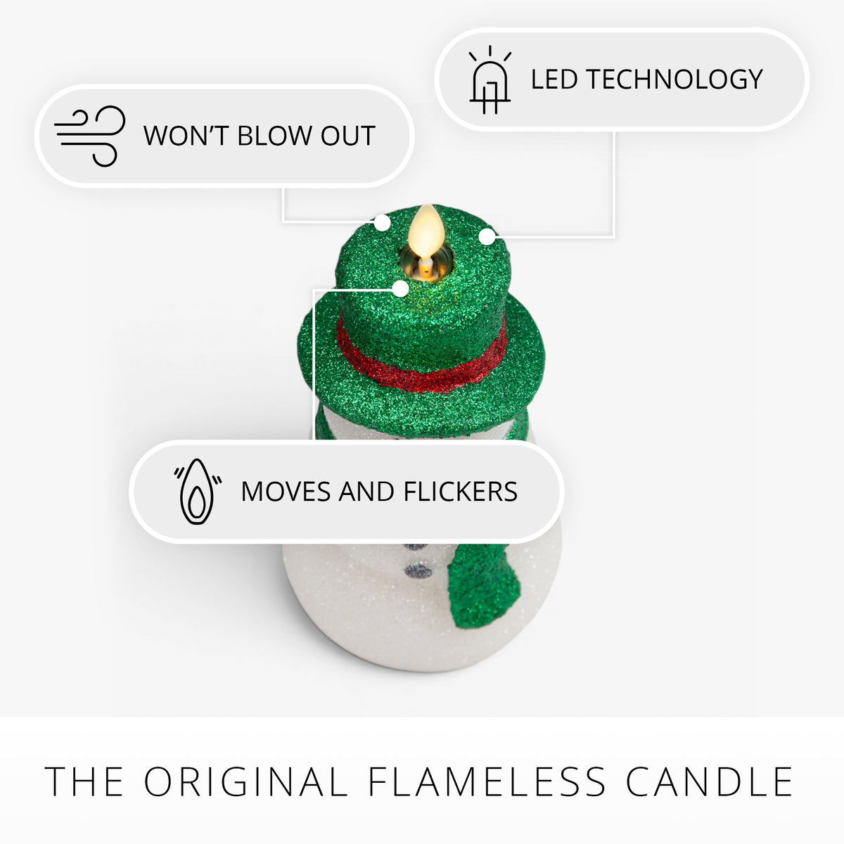 White Glitter Snowdad Flameless Candle