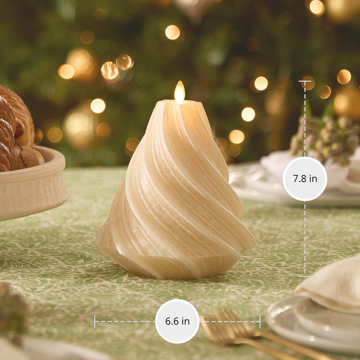 White Swan Glitter Swirl Flameless Candle Tree