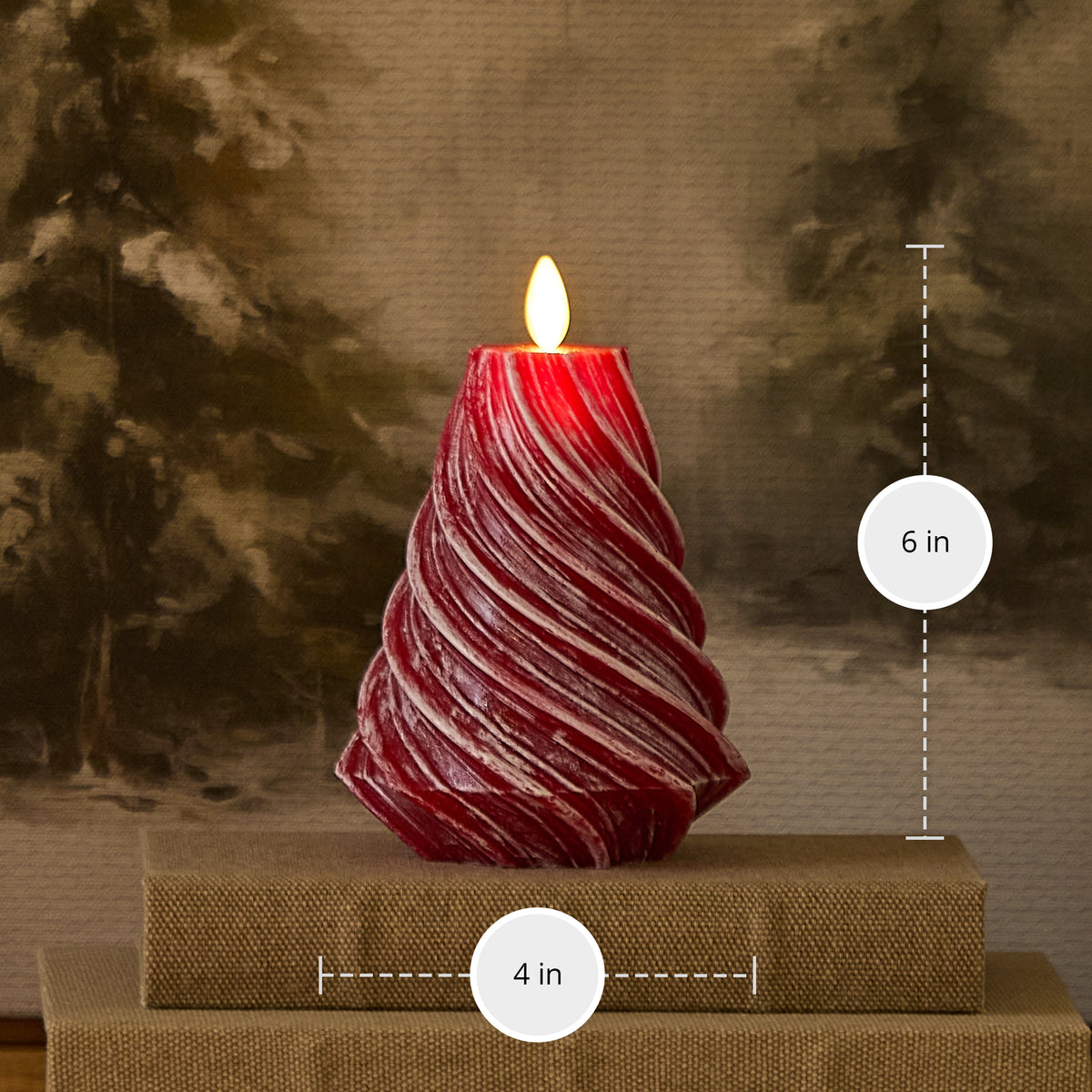 Holiday Red Glitter Swirl Flameless Candle Tree