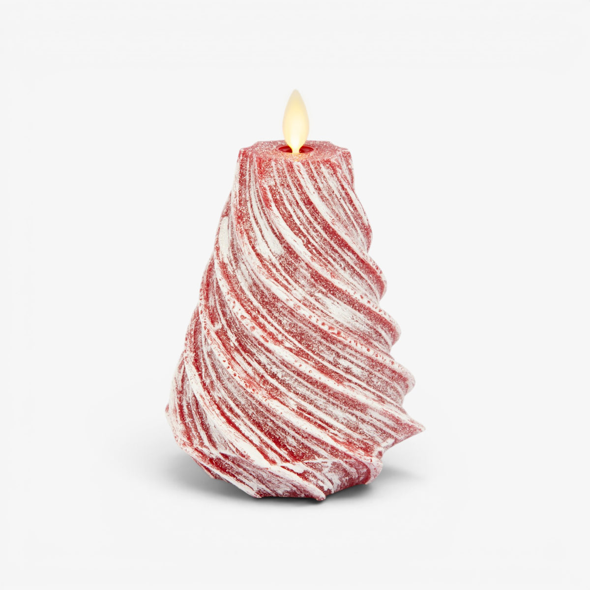 Holiday Red Glitter Swirl Flameless Candle Tree