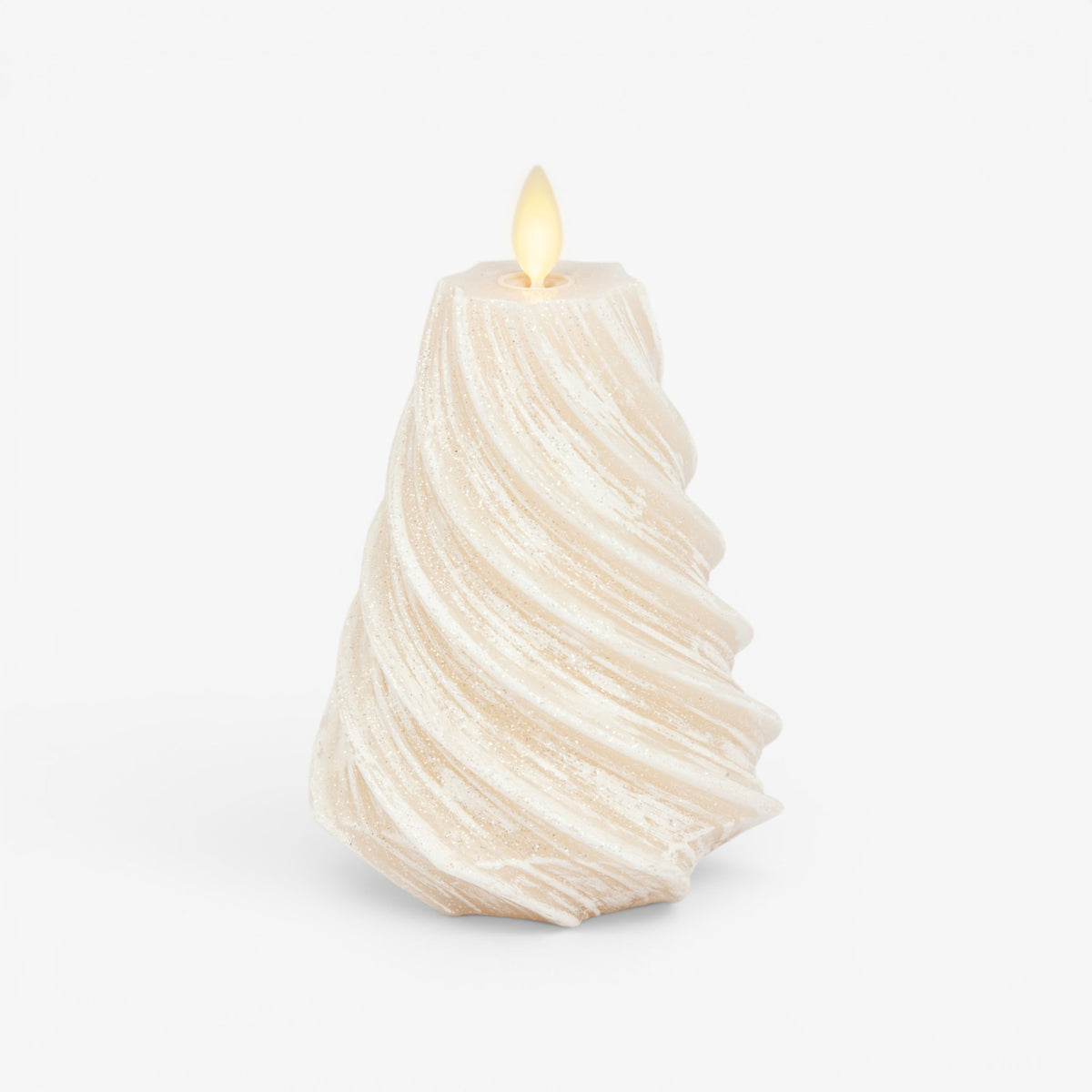 White Swan Glitter Swirl Flameless Candle Tree