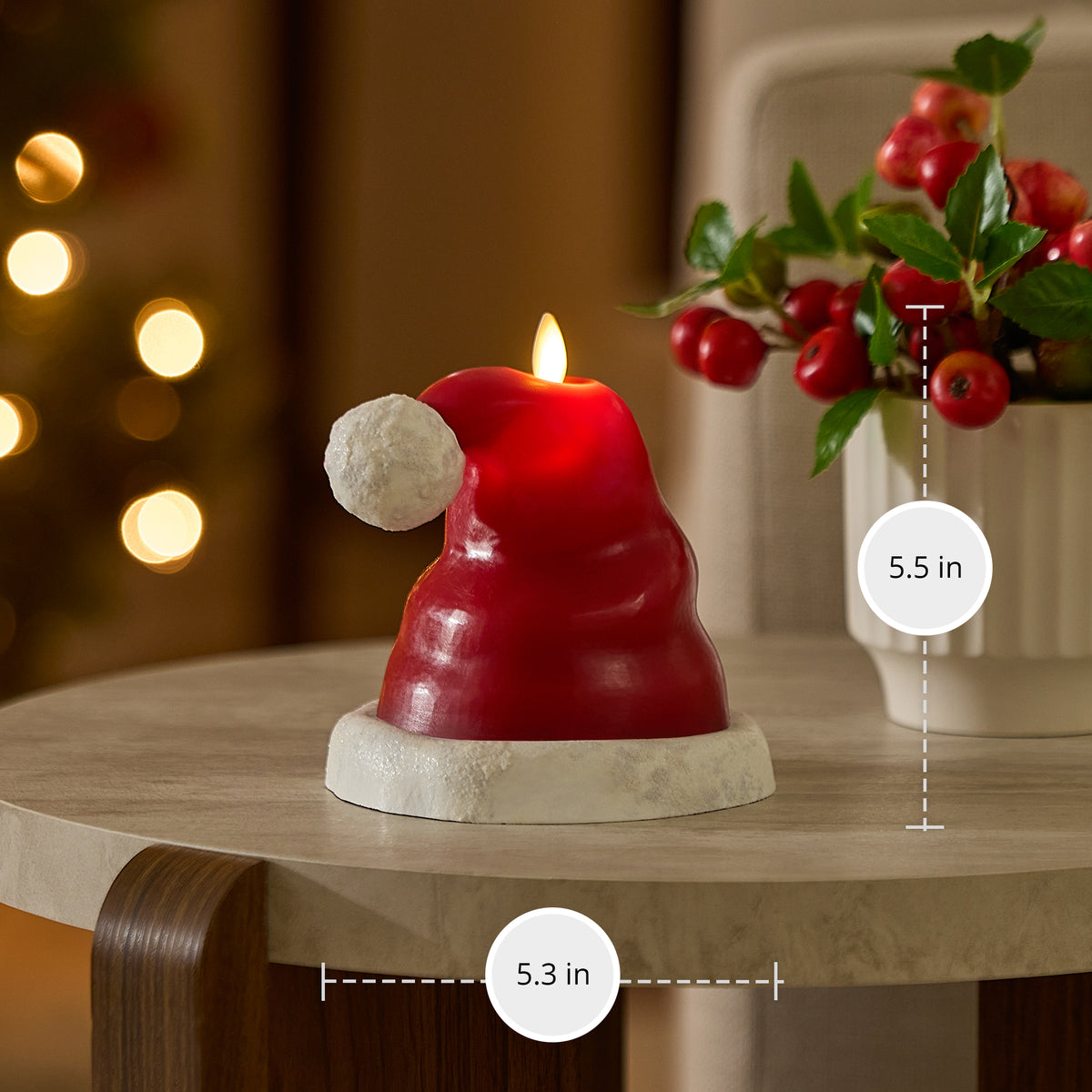Holiday Red Santa Hat Flameless Candle