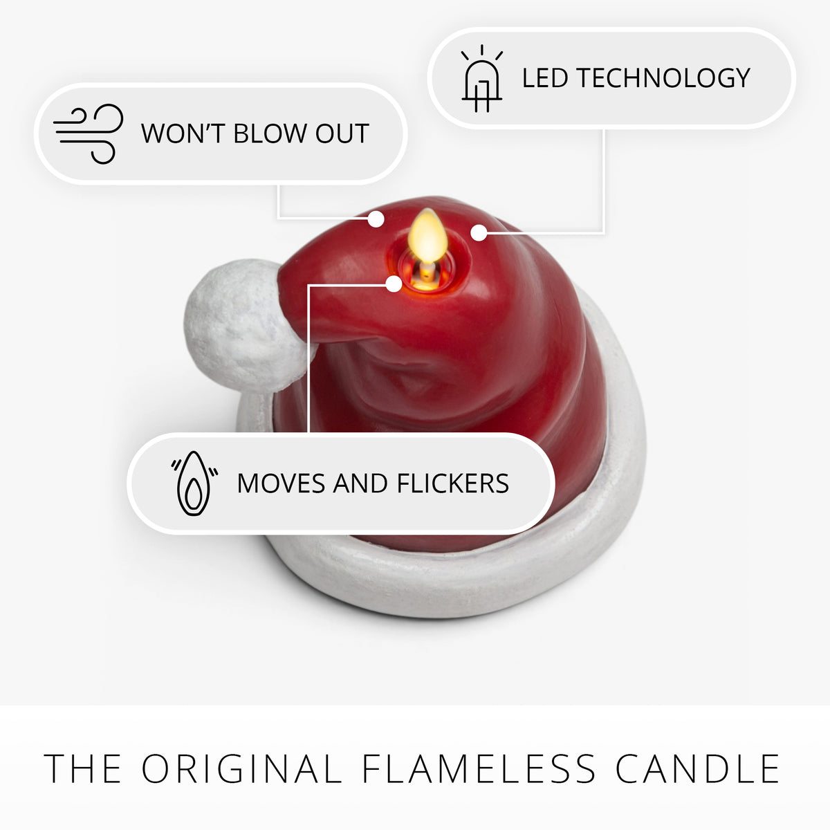 Holiday Red Santa Hat Flameless Candle