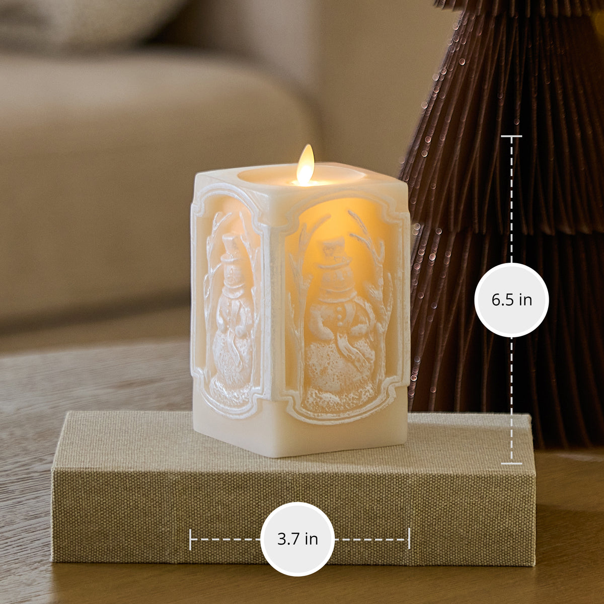 White Swan Snowman Vignette Flameless Candle