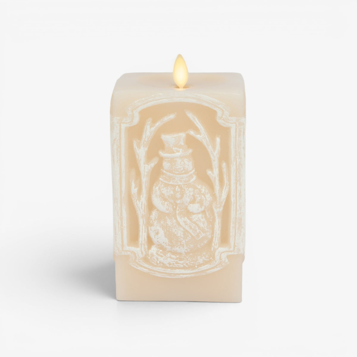 White Swan Snowman Vignette Flameless Candle