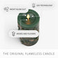 Holiday Green Embossed Pinecones Flameless Candle Pillar