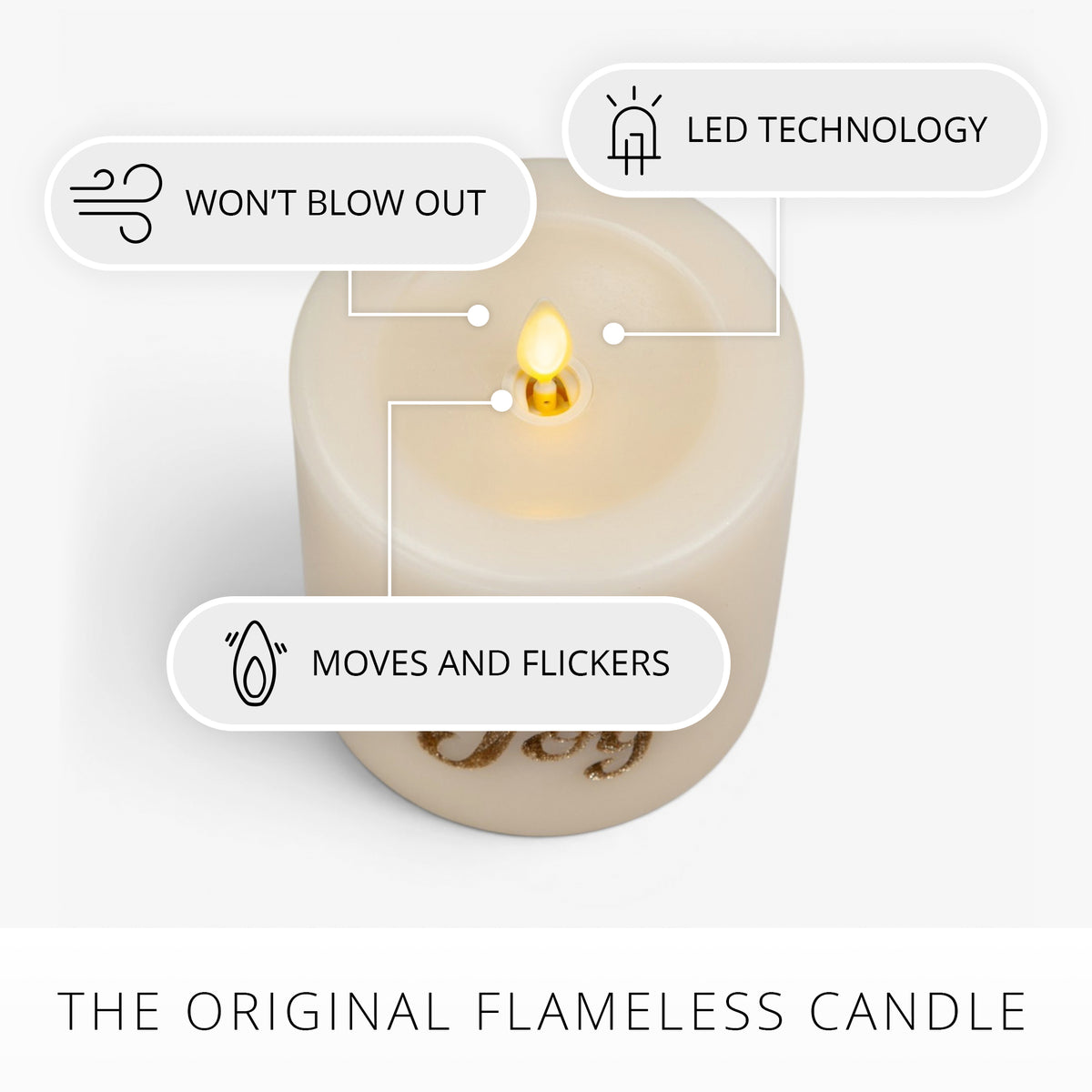 White Swan JOY Flameless Candle Pillar