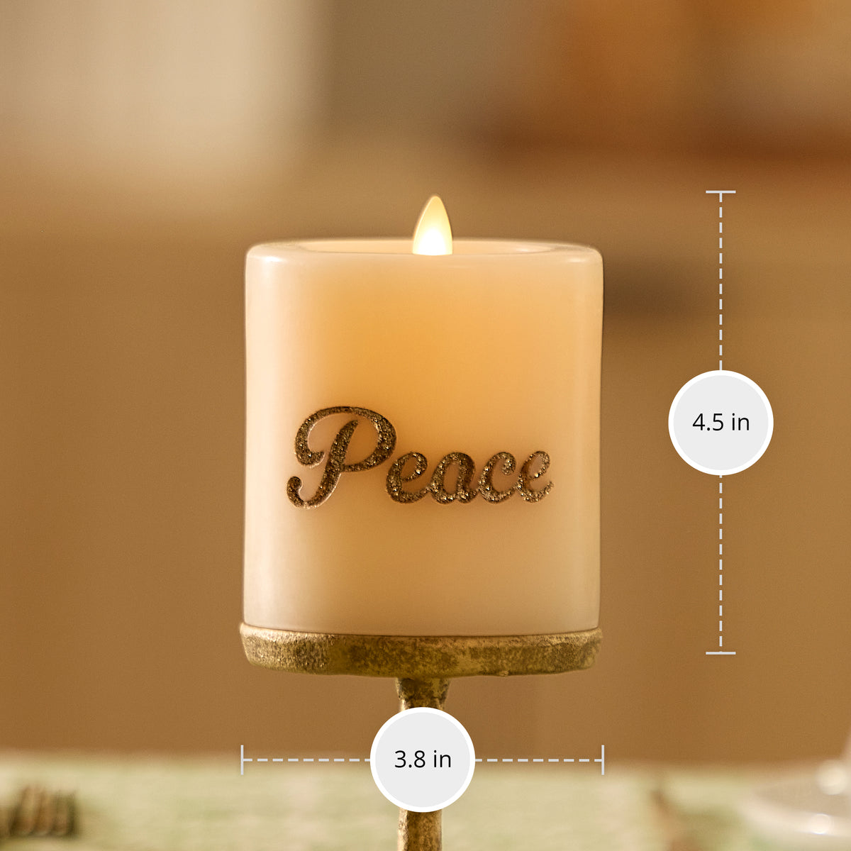 White Swan PEACE Flameless Candle Pillar
