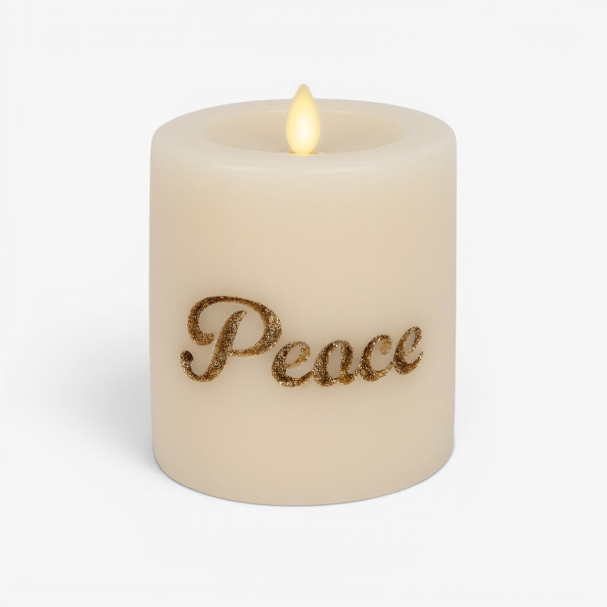 White Swan PEACE Flameless Candle Pillar