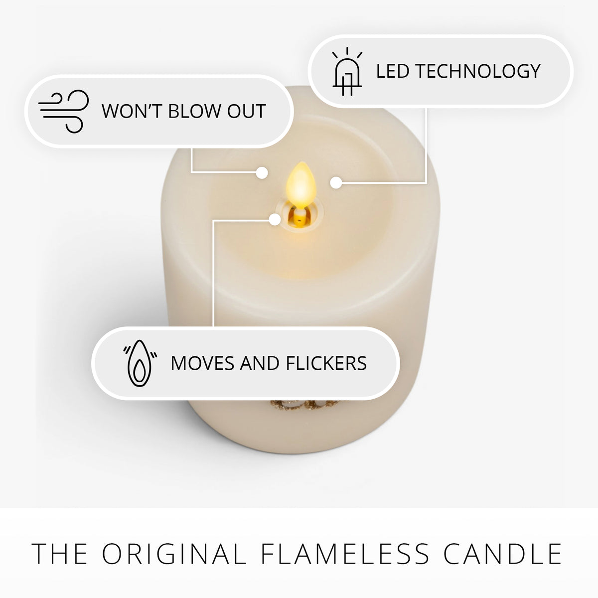 White Swan PEACE Flameless Candle Pillar