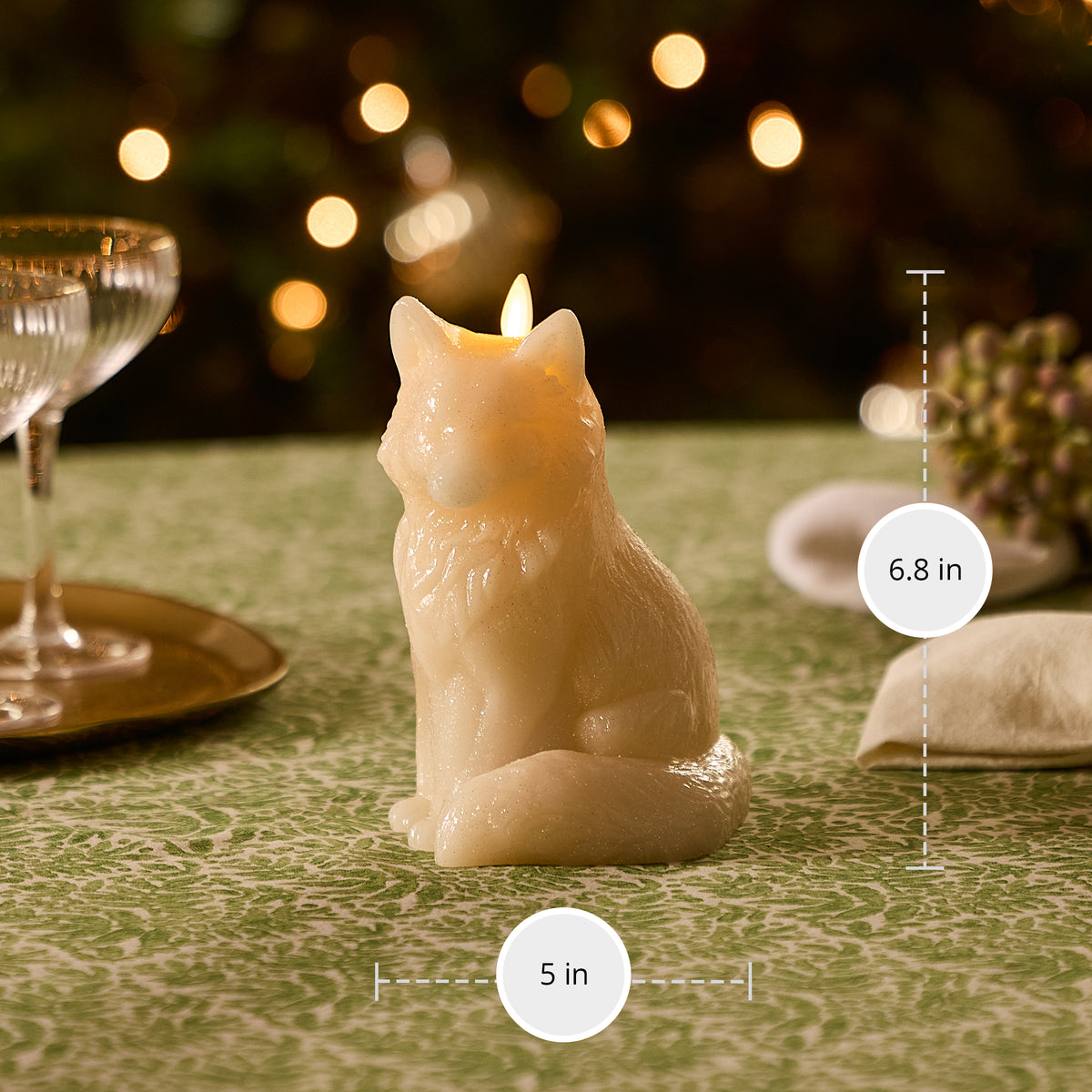 White Swan Glitter Snow Fox Flameless Candle