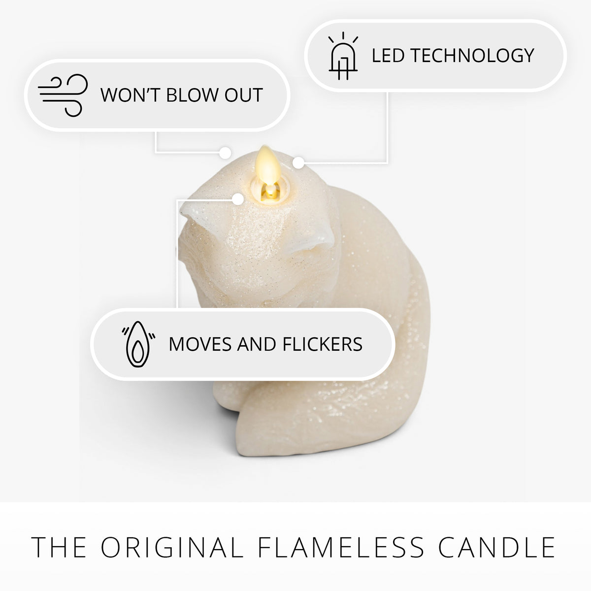 White Swan Glitter Snow Fox Flameless Candle