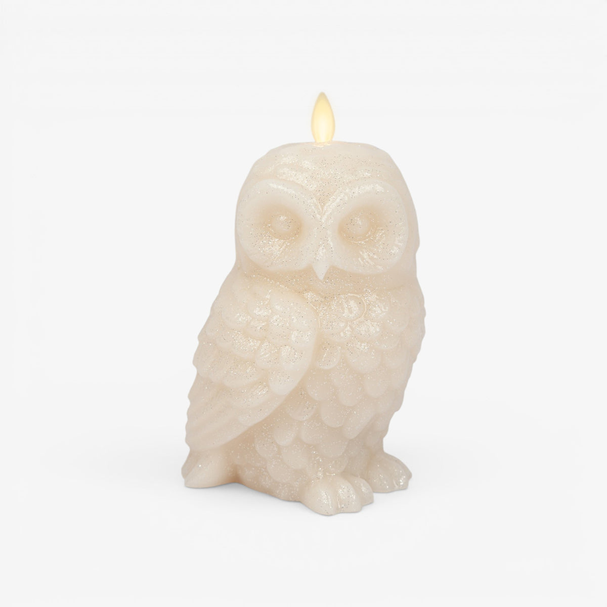 White Swan Glitter Snowy Owl Flameless Candle
