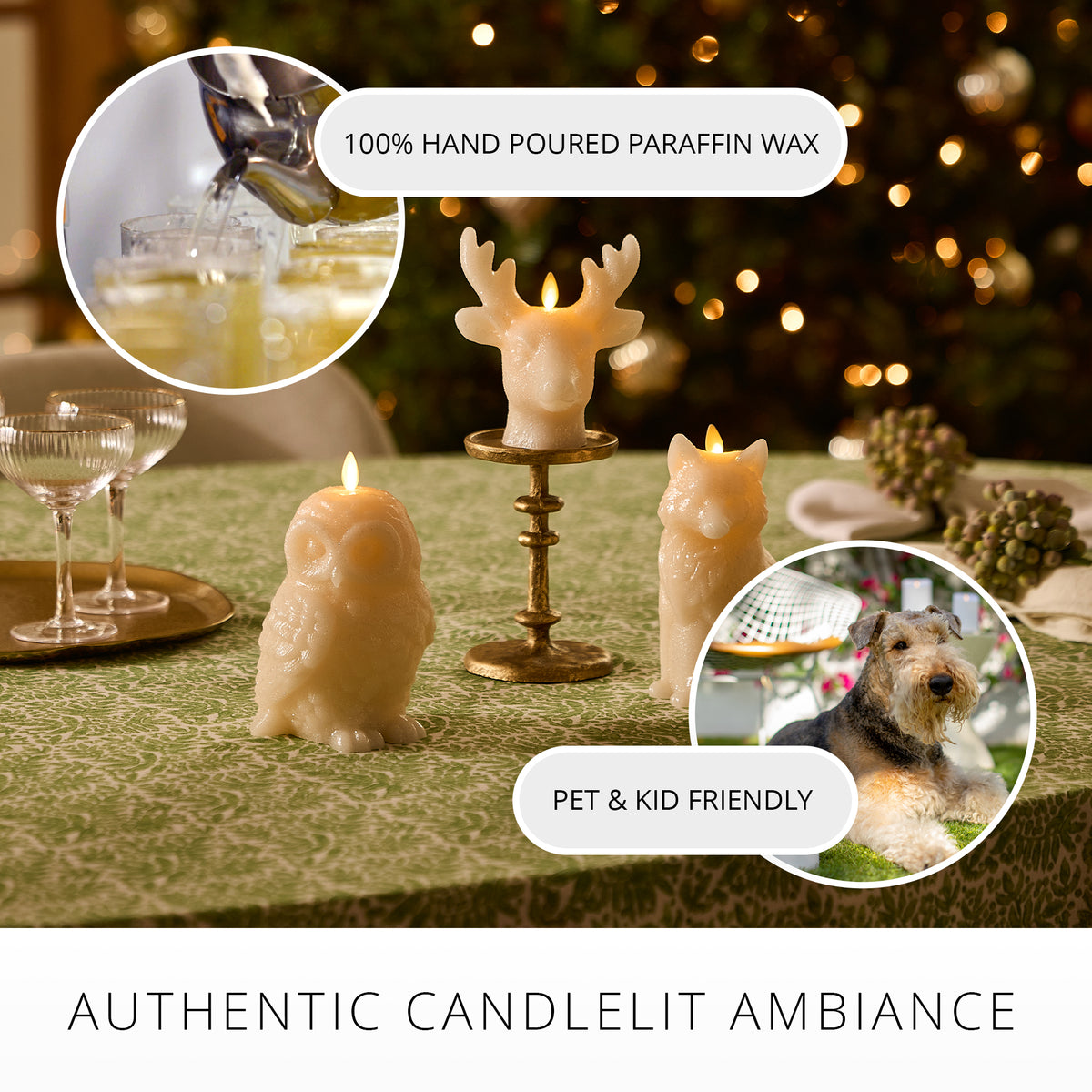 White Swan Glitter Snowy Owl Flameless Candle