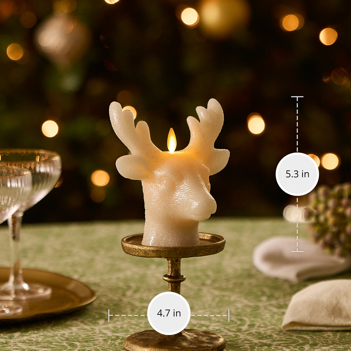 White Swan Glitter Stag Flameless Candle