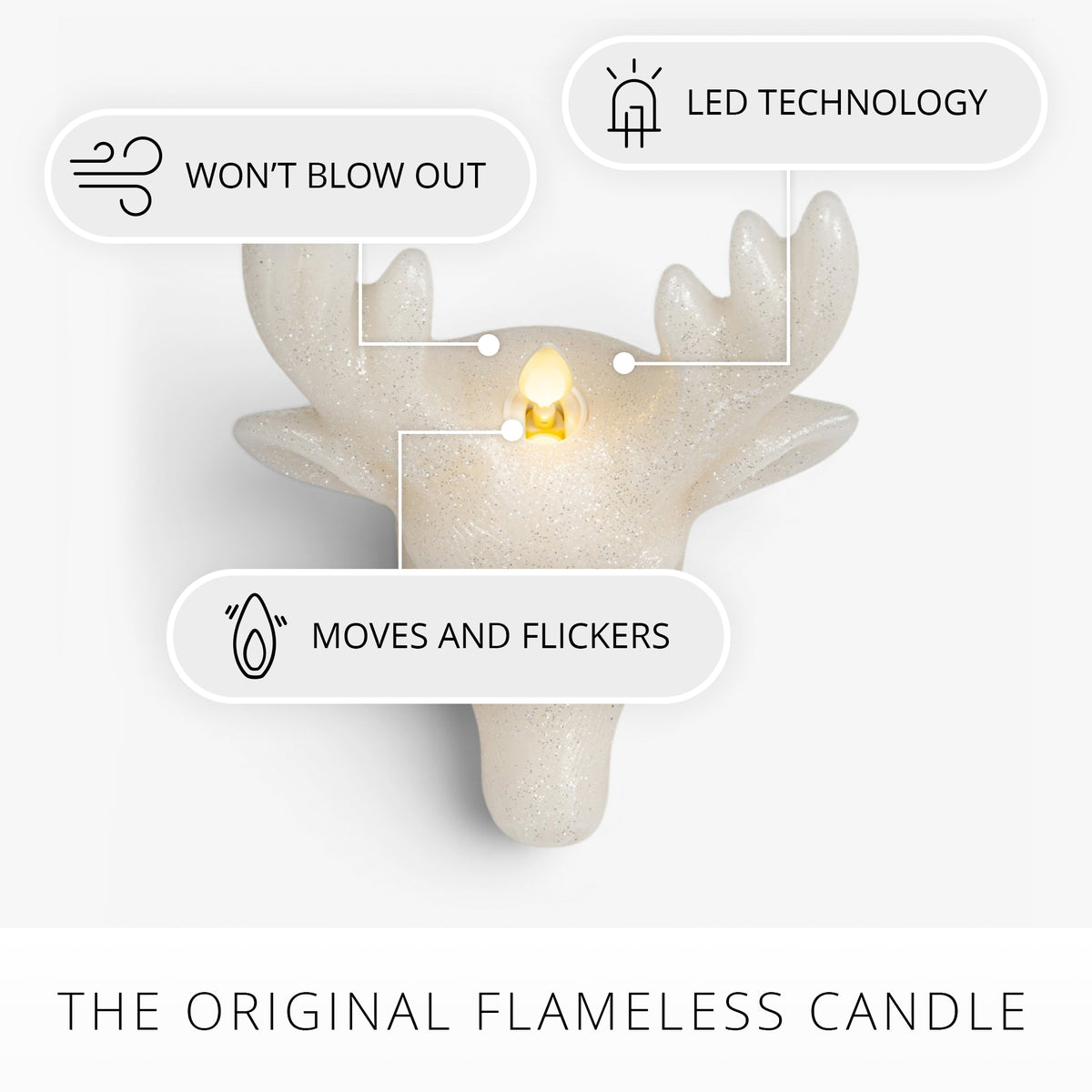 White Swan Glitter Stag Flameless Candle