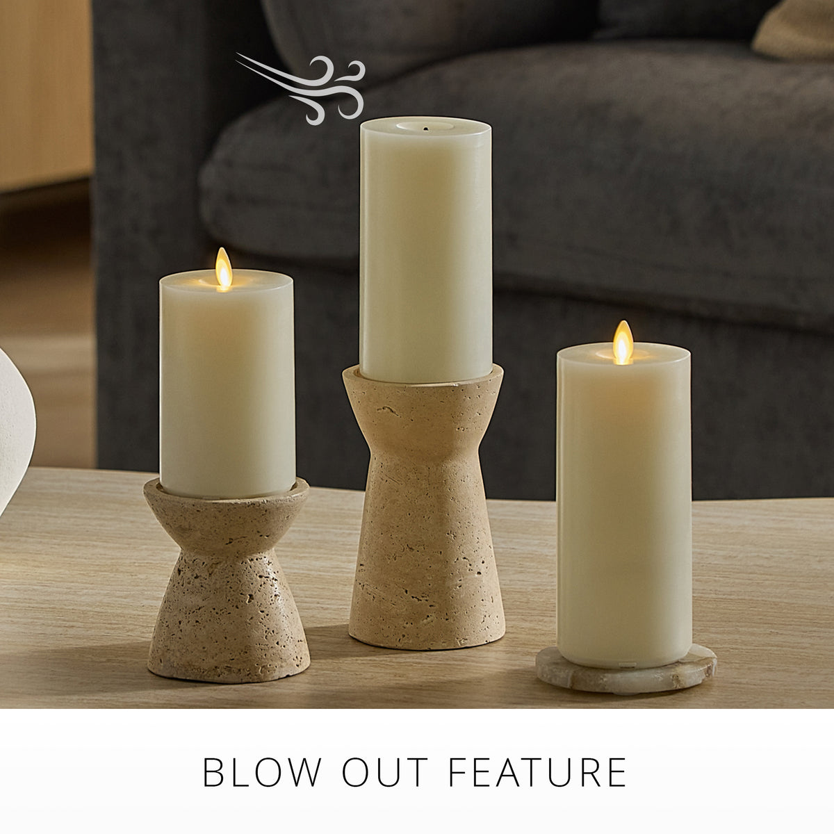 Pearl Ivory Rechargeable Wick To Flame Flameless Candle Pillar