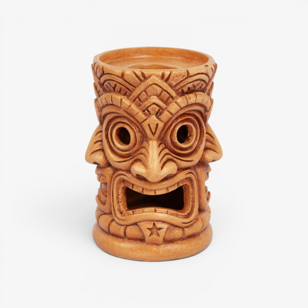 Golden Oak Wraparound Tiki Candle Holder