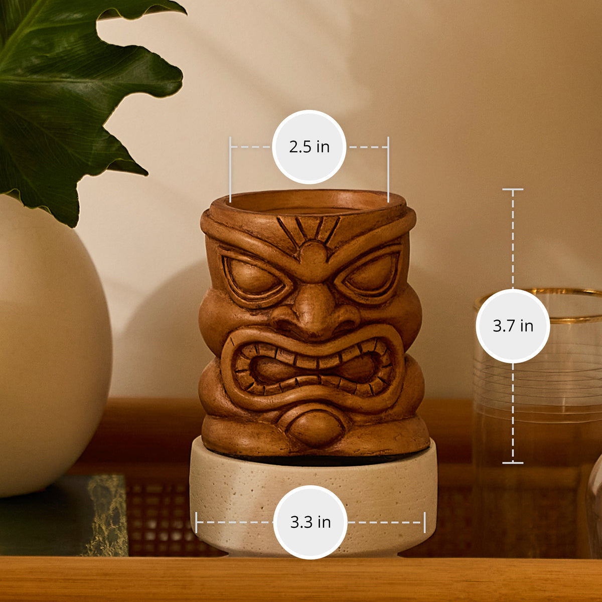 Golden Oak Medium Tiki Candle Holder
