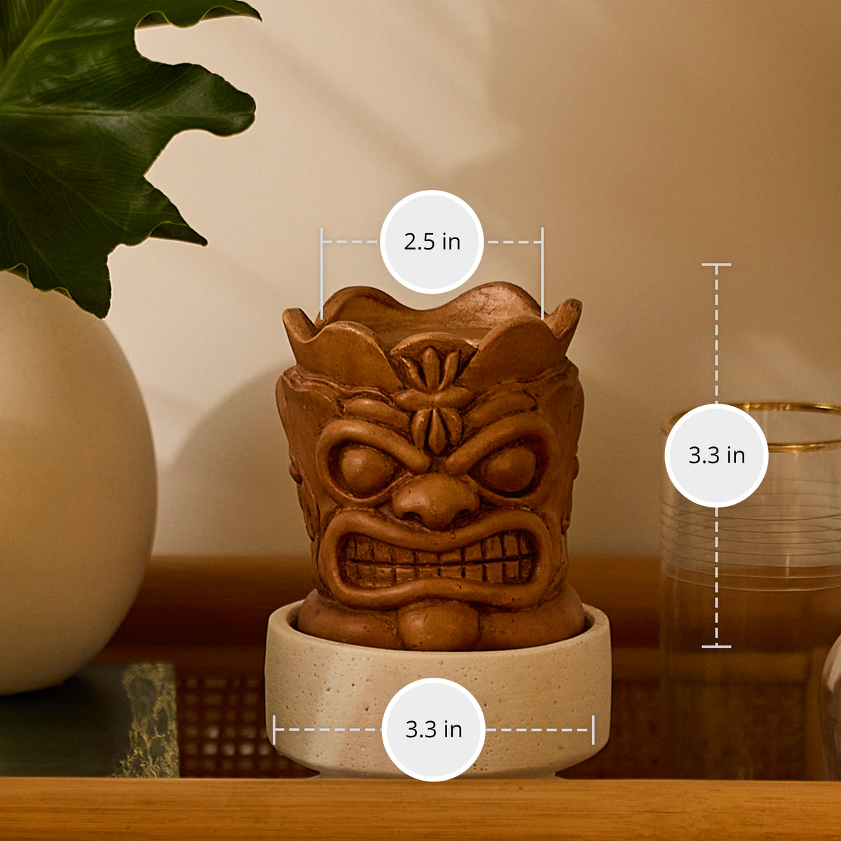 Golden Oak Small Tiki Candle Holder