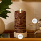 Cherry Mahogany Chalky Fretwork Tiki Flameless Candle Pillar