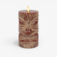 Cherry Mahogany Chalky Fretwork Tiki Flameless Candle Pillar