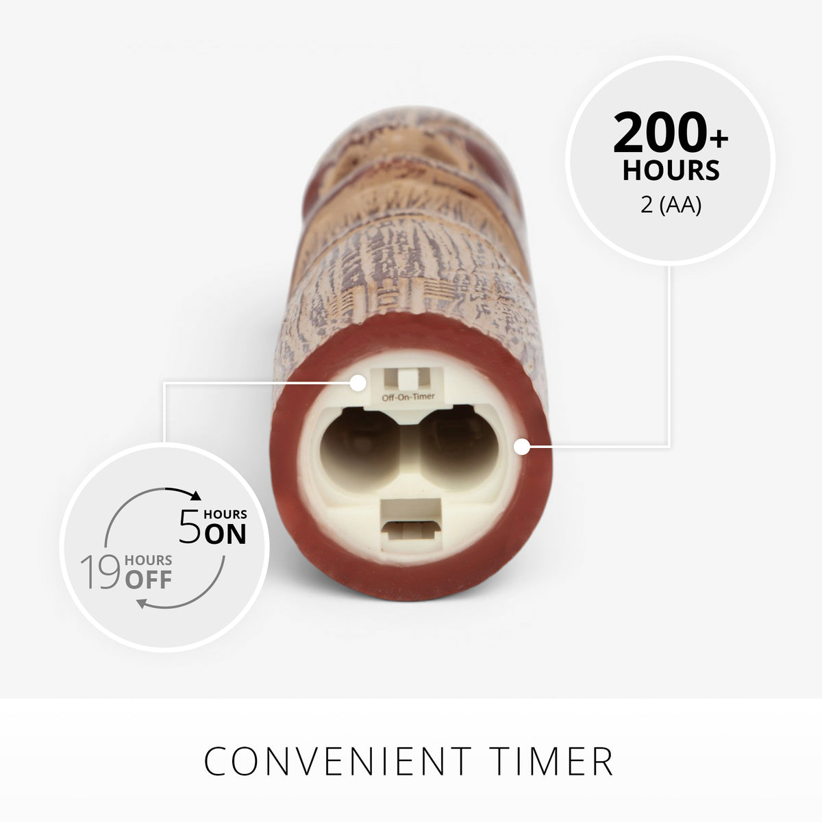 Cherry Mahogany Chalky Etched Slim Tiki Flameless Candle Pillar