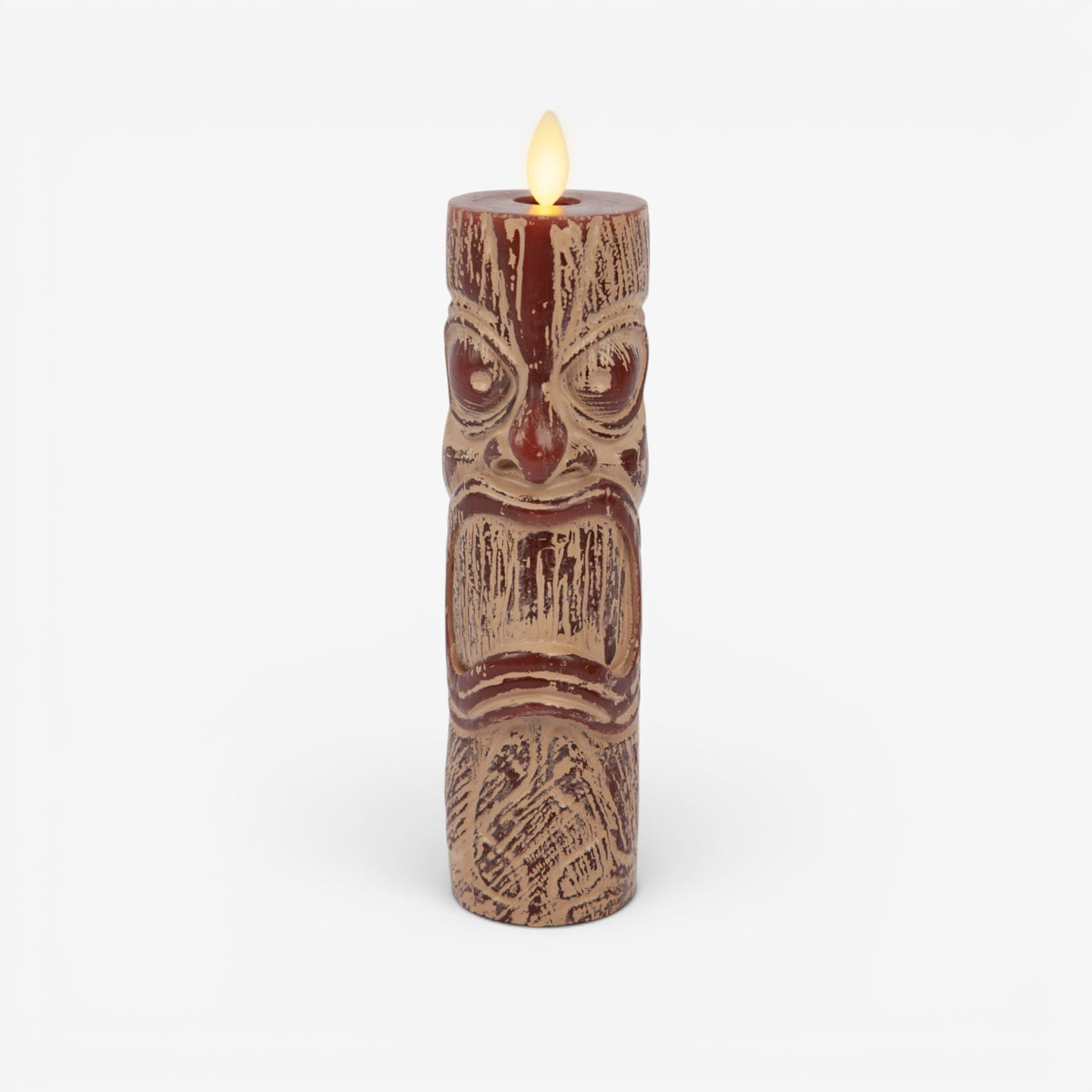 Cherry Mahogany Chalky Slim Tiki Flameless Candle Pillar