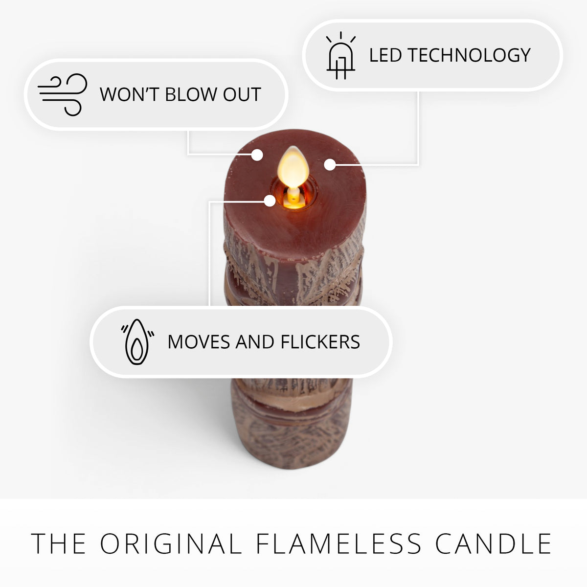 Cherry Mahogany Chalky Slim Tiki Flameless Candle Pillar