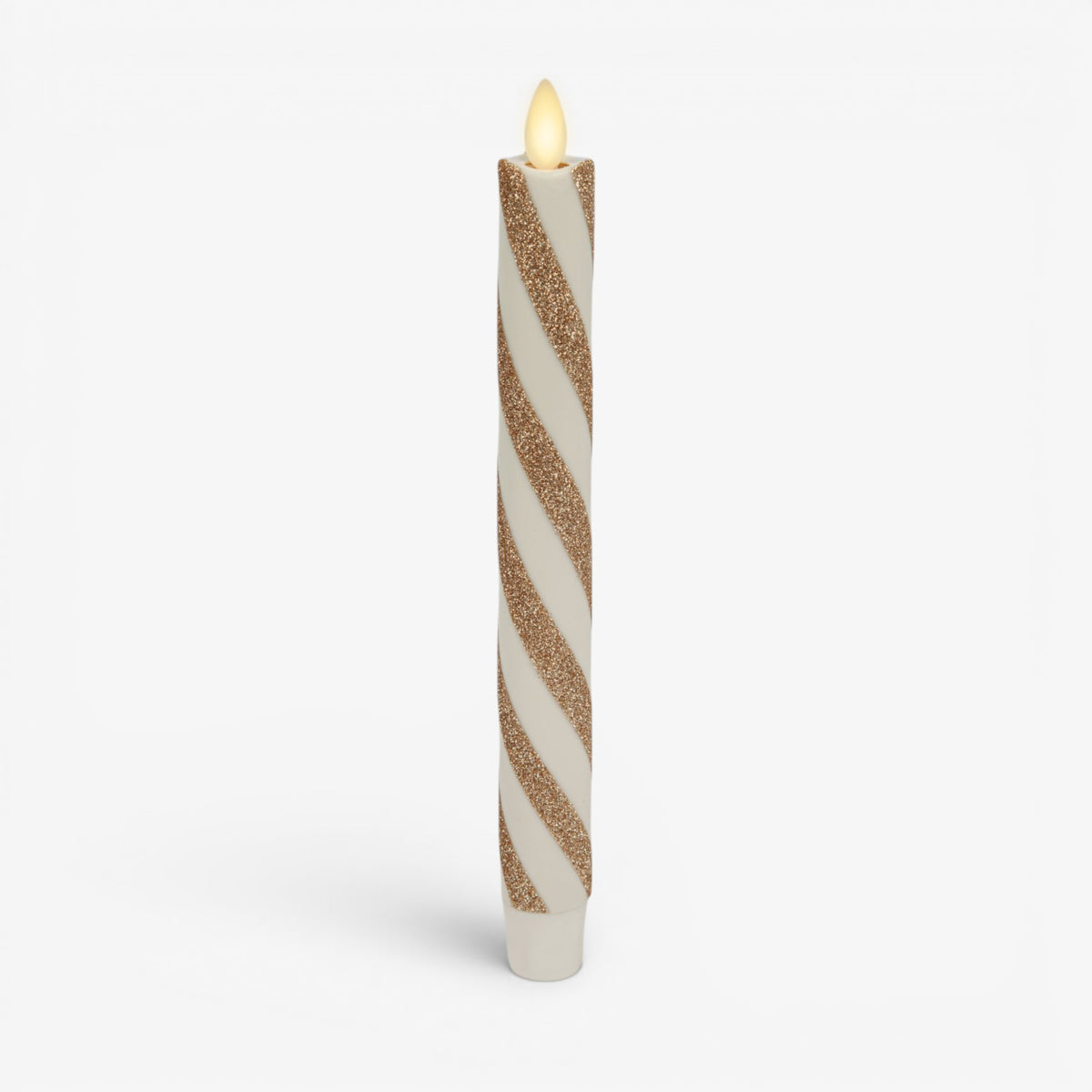 Champagne Glow Candy Cane Glitter Flameless Candle Taper