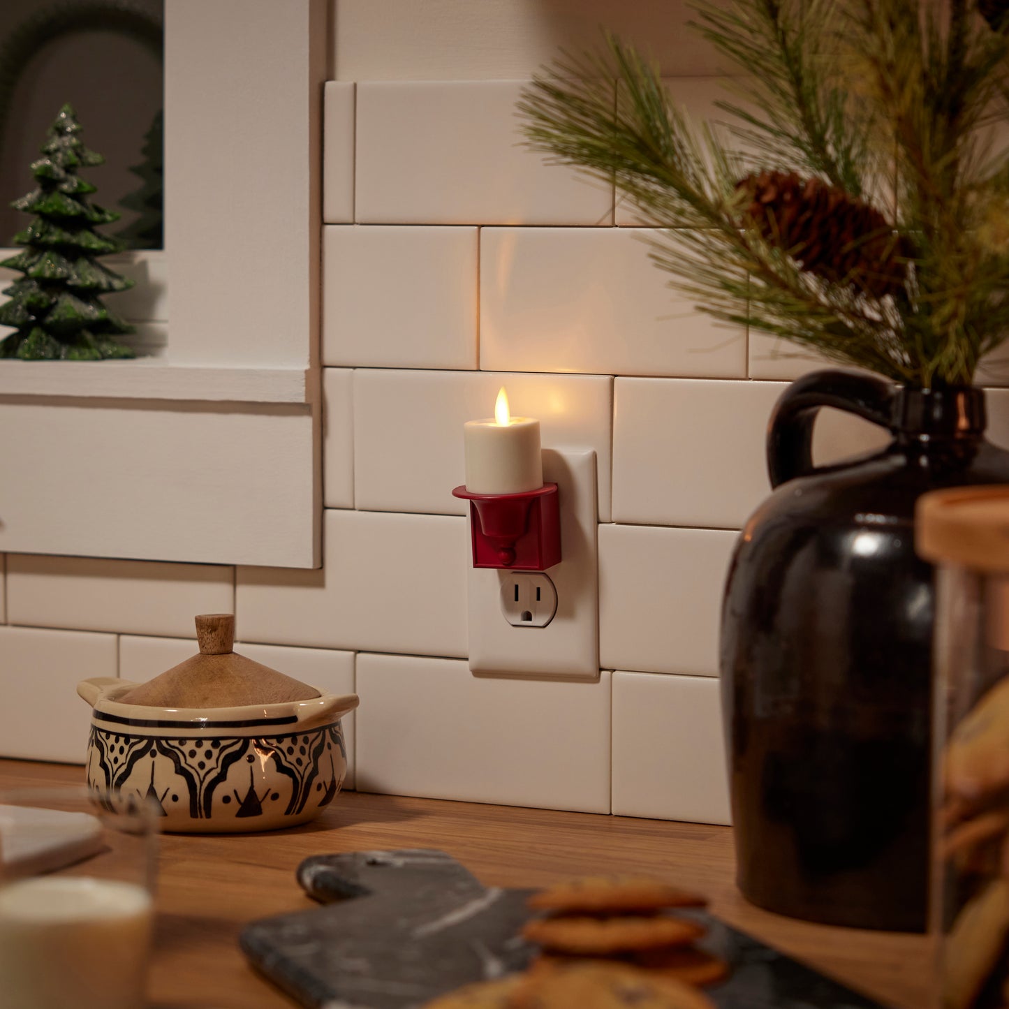 Holiday Red Flameless Candle Nightlight