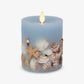 Soft Chambray Embedded Seashell & Starfish Flameless Candle Pillars