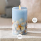Soft Chambray Embedded Seashell & Starfish Flameless Candle Pillars