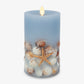 Soft Chambray Embedded Seashell & Starfish Flameless Candle Pillars