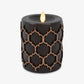 Black Embossed Fretwork Flameless Candle Pillar