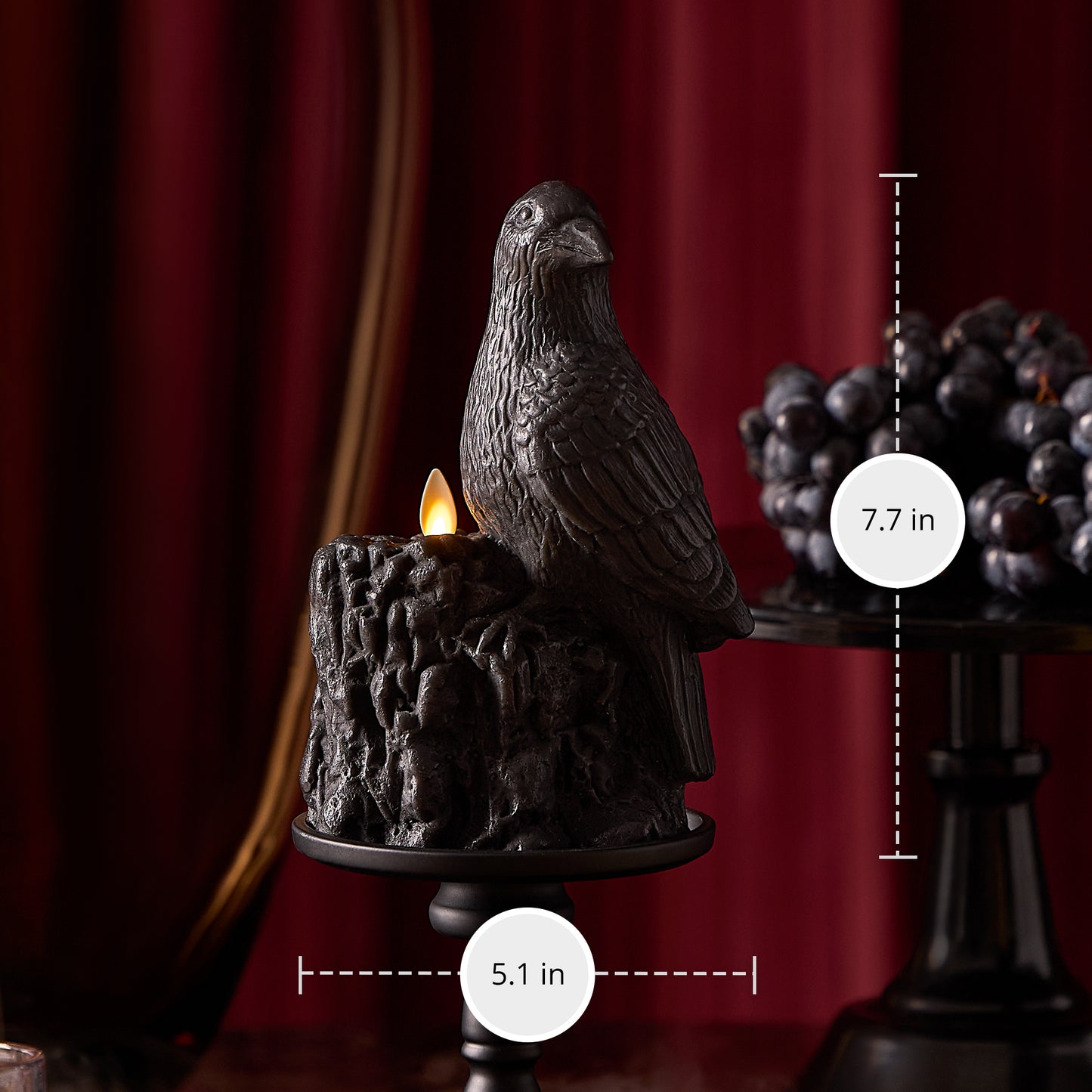 Black Flameless Candle Perching Crow