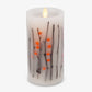 Pearl Ivory Embedded Orange Berries & Twigs Flameless Candle Pillar
