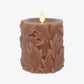 Caramel Café Embossed Leaves Flameless Candle Pillars