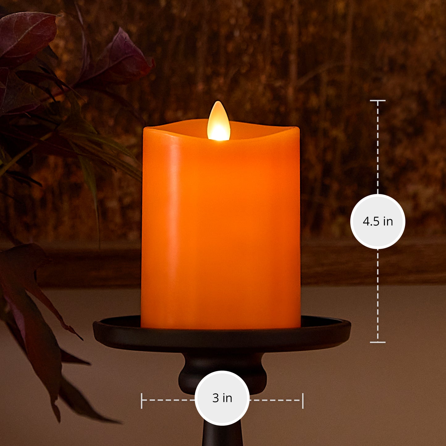 Russet Orange Flameless Candle Pillar