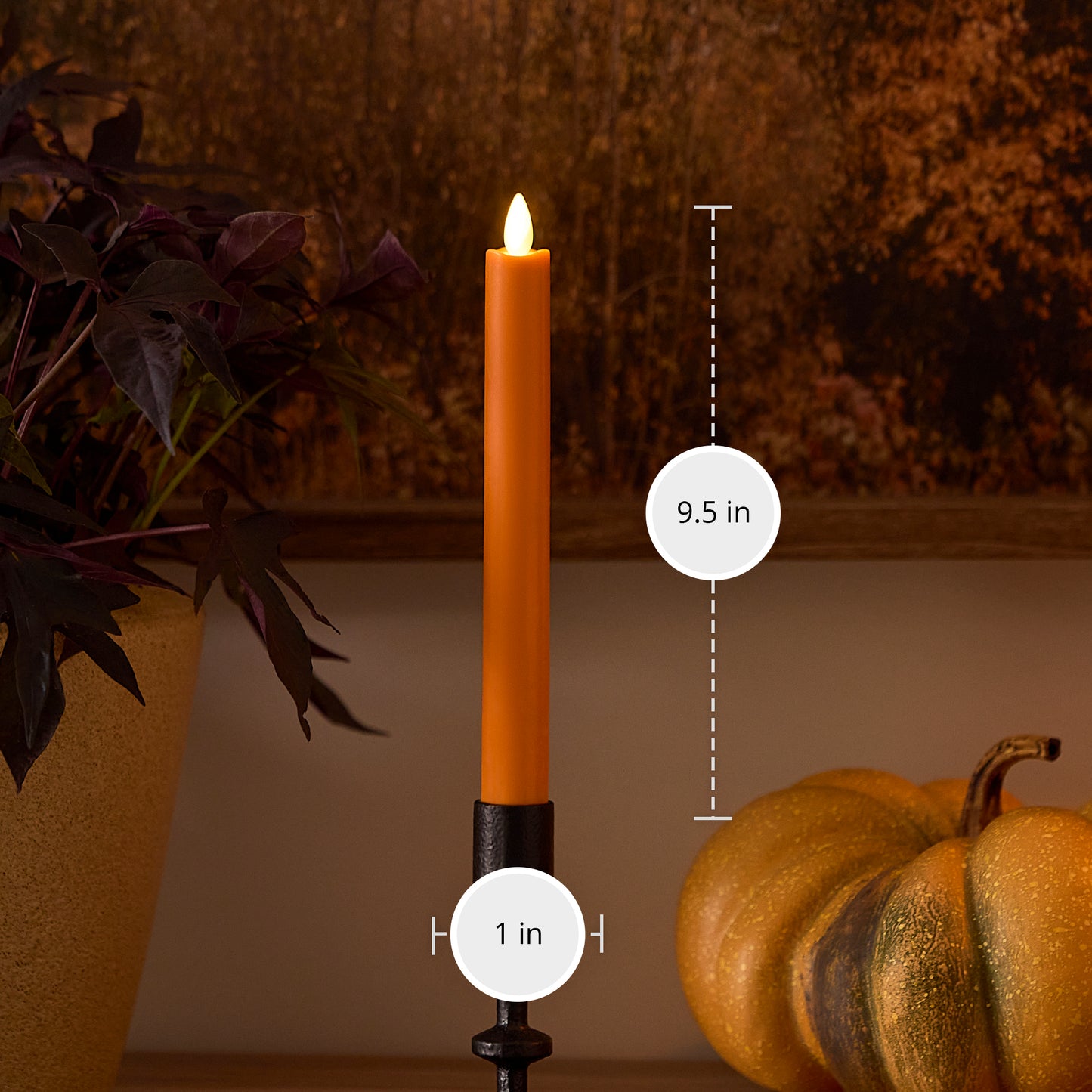 Russet Orange Flameless Candle Taper