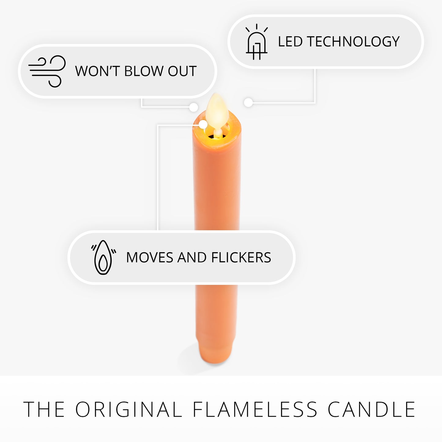Russet Orange Flameless Candle Taper