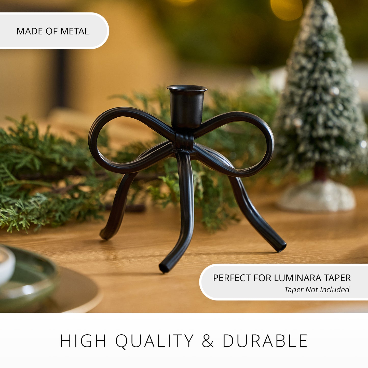 Black Metal Bow Taper Holder