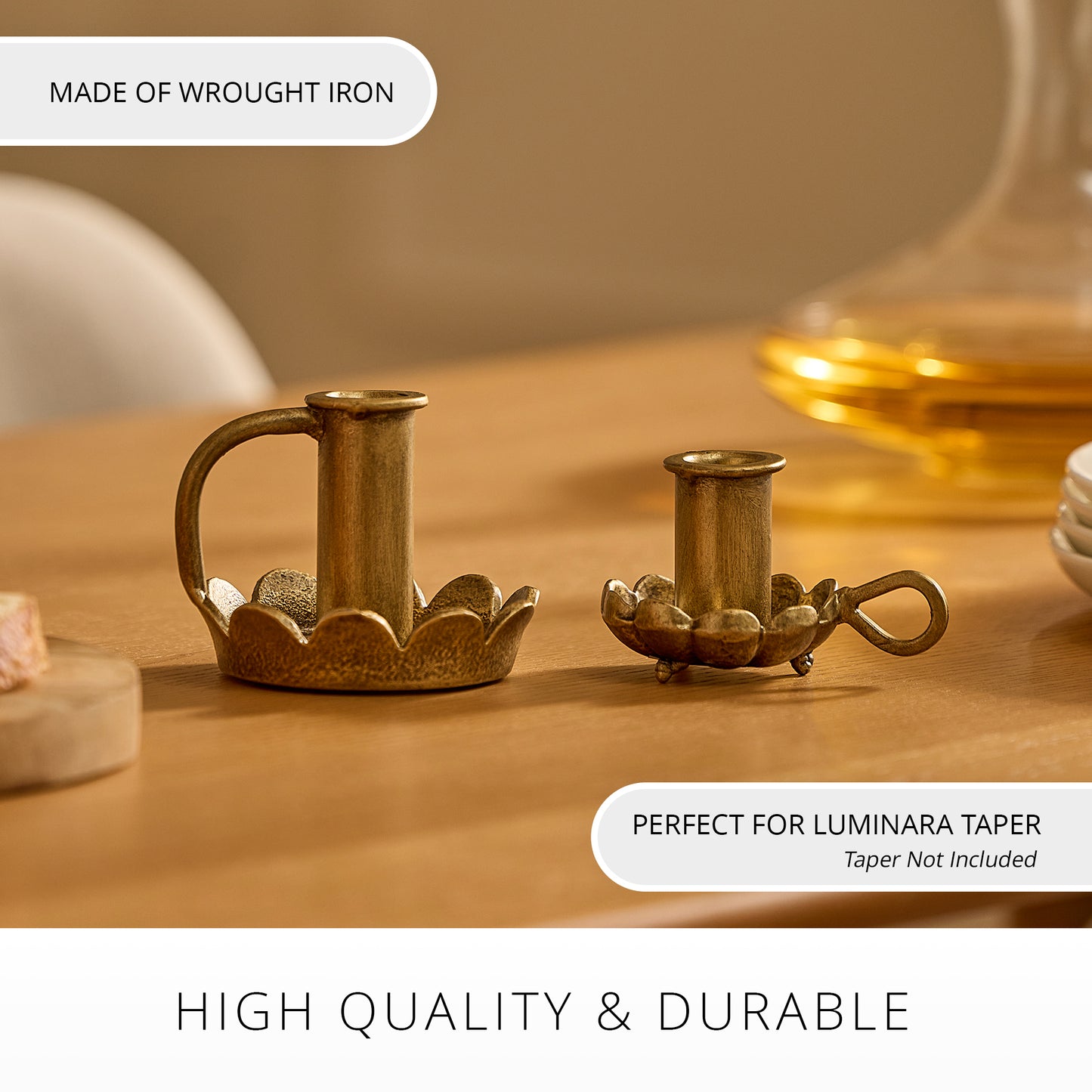 Brass Wrought Iron Scalloped Taper Holders